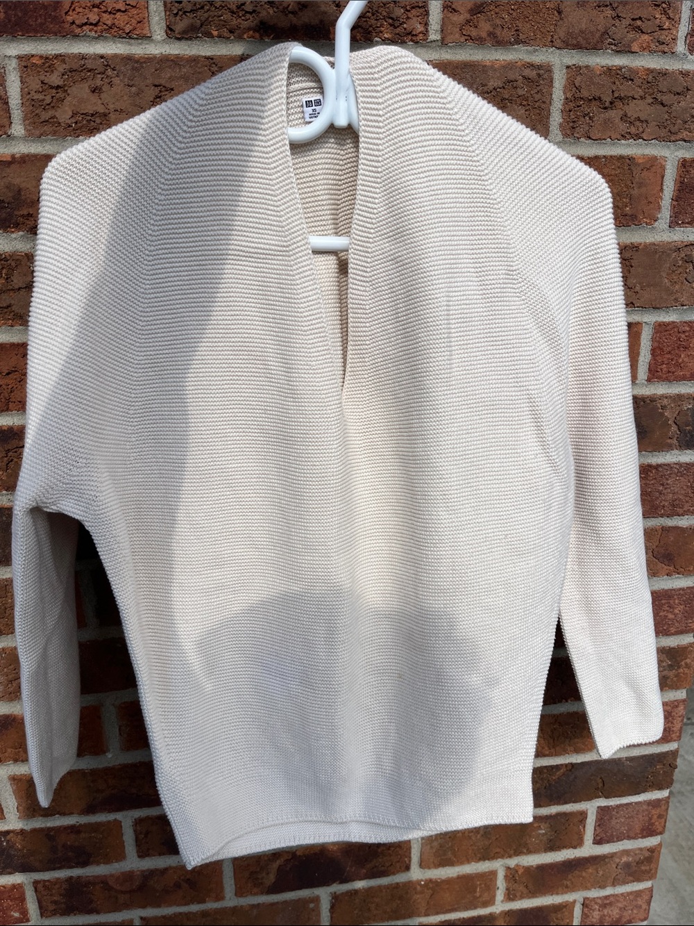 Uniqlo Cream Open-Front Cowl Sweater